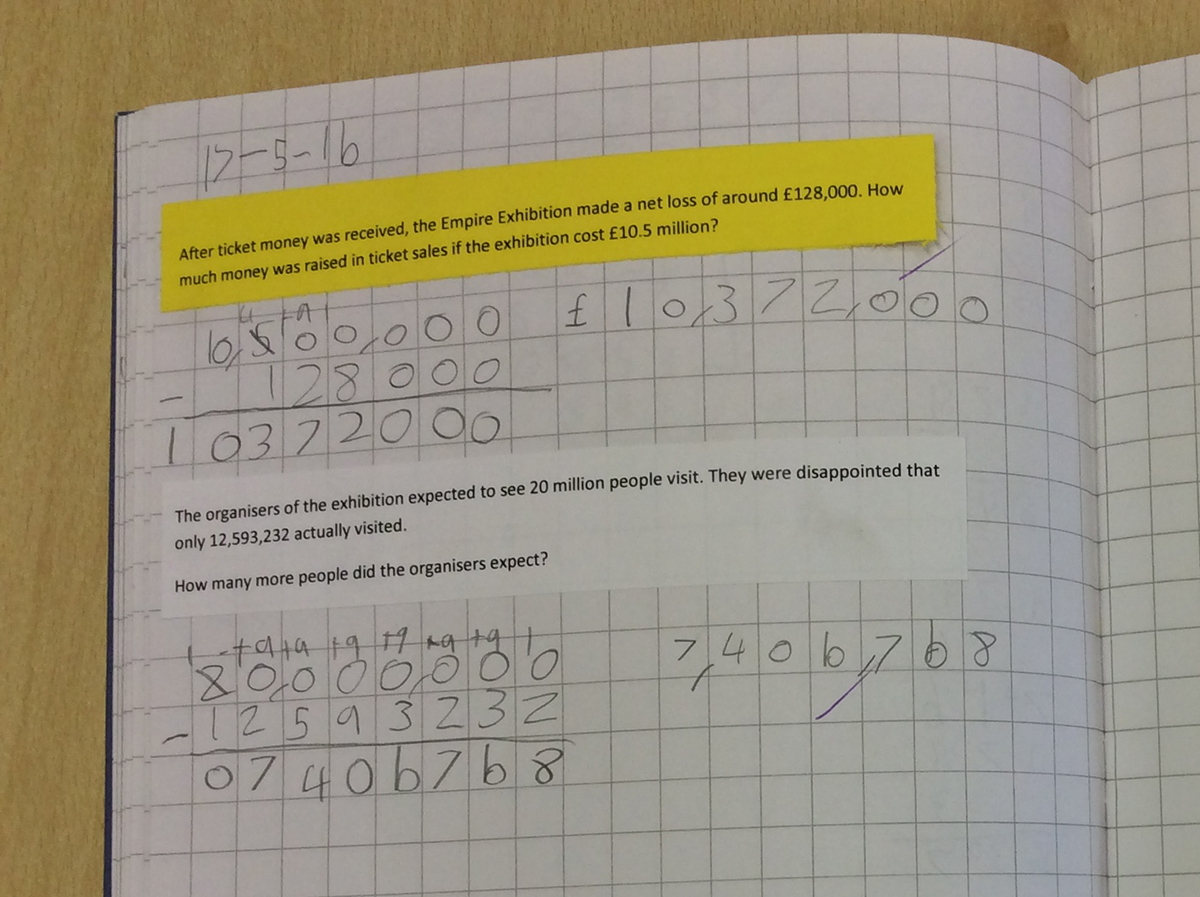 Using data about the Exhibition in maths activities